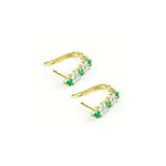 Load image into Gallery viewer, Emerald and Diamond Floating Hoop Earrings