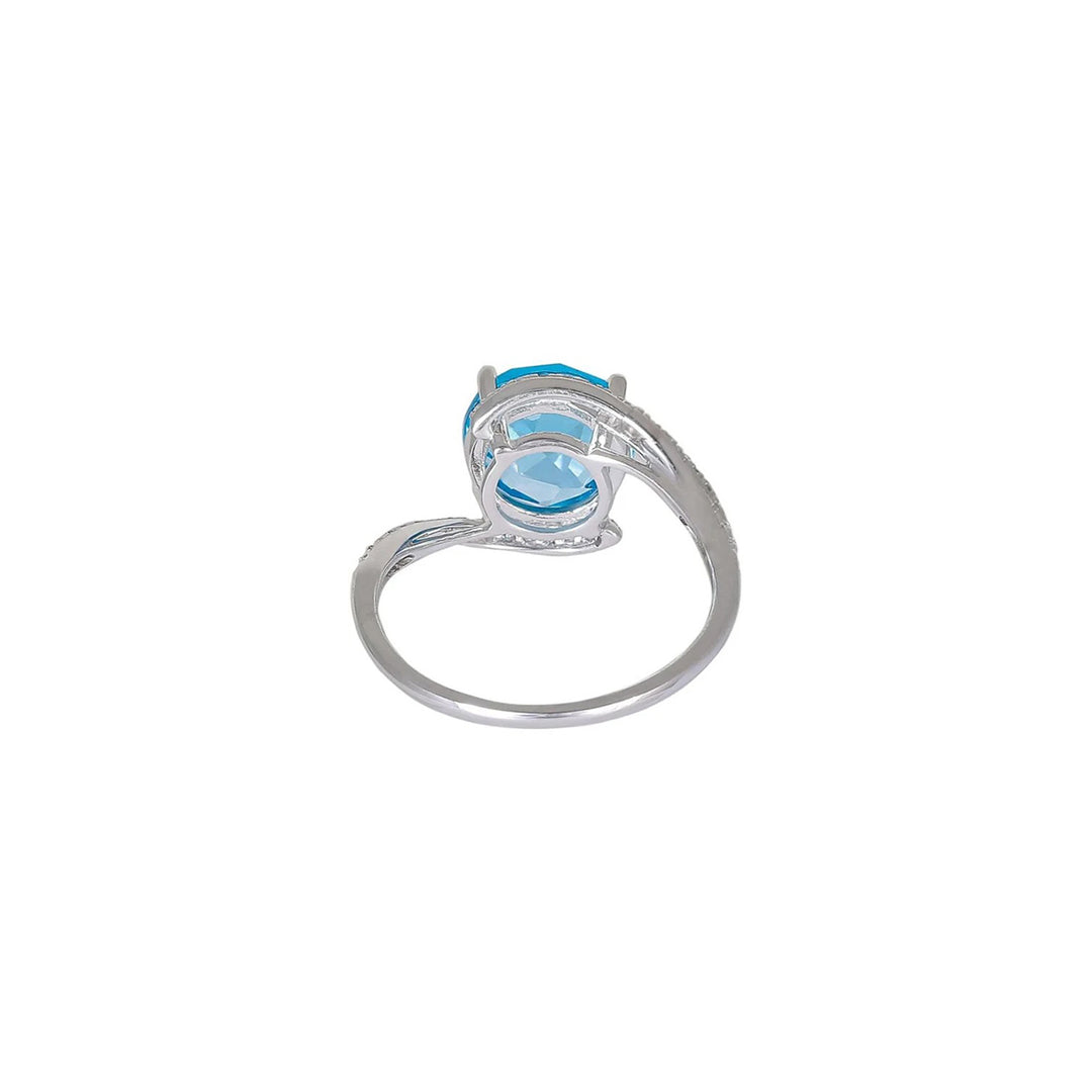 Round Blue Topaz Diamond Ring