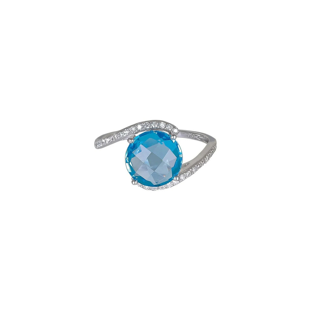 Round Blue Topaz Diamond Ring