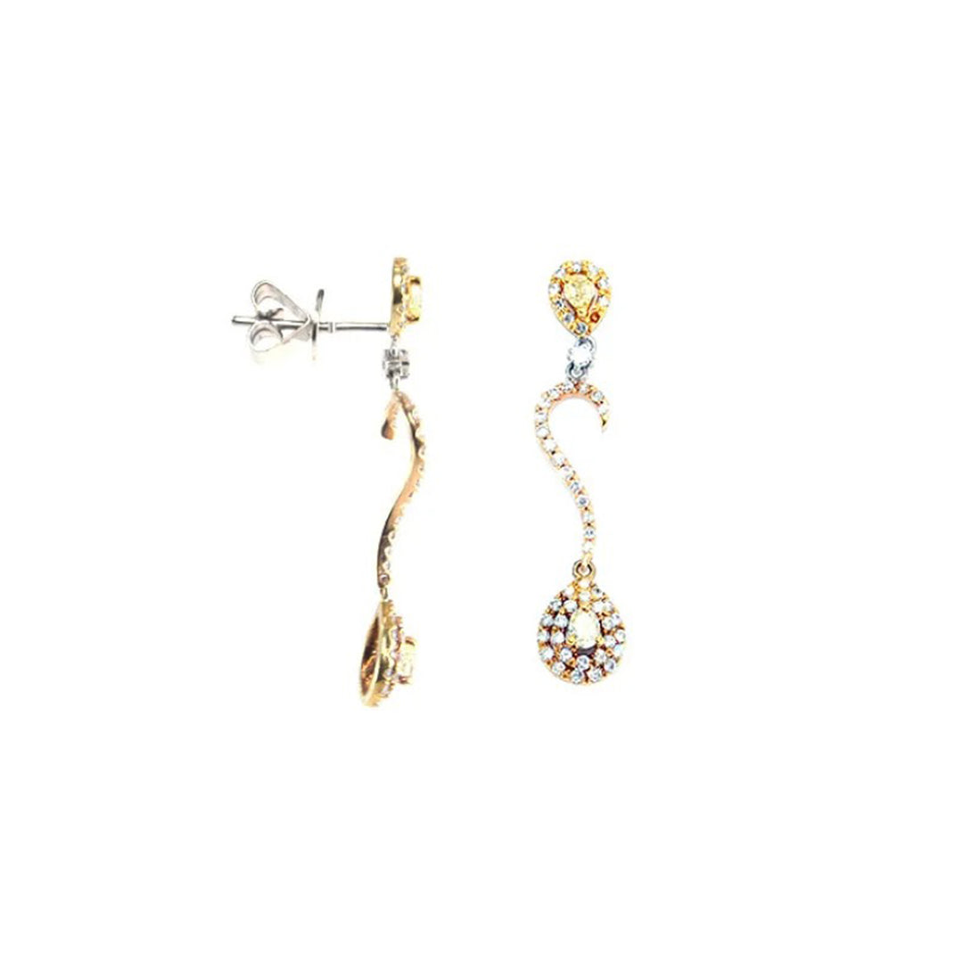 Tri Gold & Diamond Drop Earring