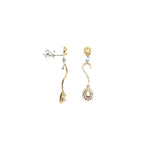 Load image into Gallery viewer, Tri Gold &amp; Diamond Drop Earring
