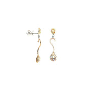 Tri Gold & Diamond Drop Earring