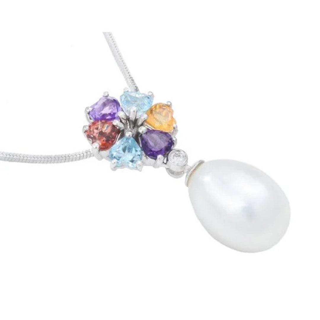 Multicolored Stone and Pearl with Chain