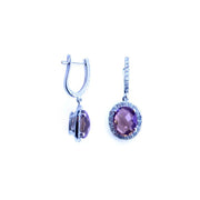 Amethyst & Diamond Drop Earrings