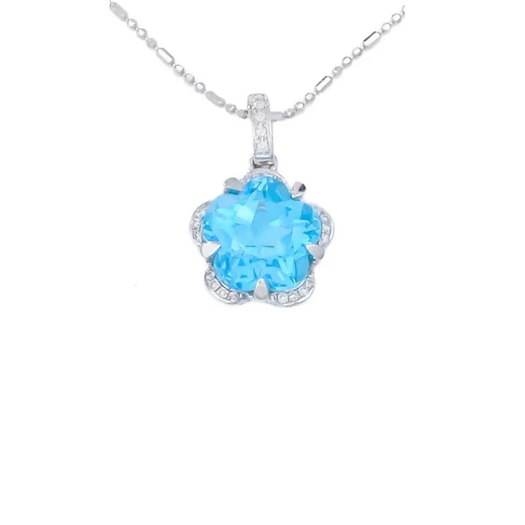 Star Blue Topaz Pendant with Chain
