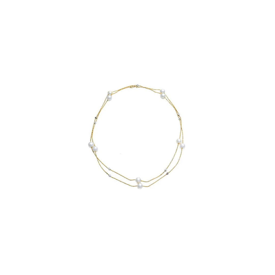 Diamond with Pearl Necklace,65 cm