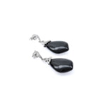 Load image into Gallery viewer, Black Agate &amp; Diamond Drop Earrings
