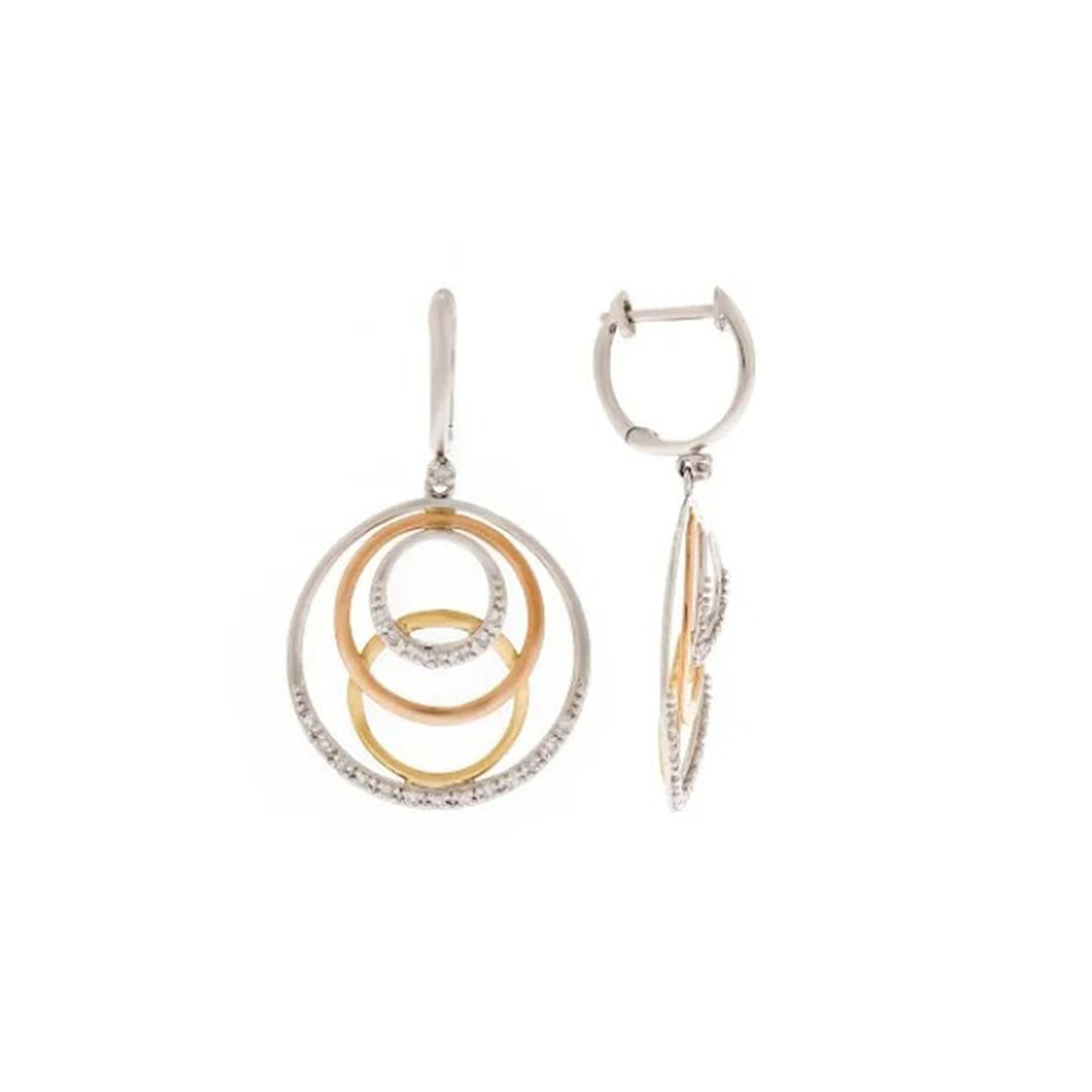 Diamond with 3 Colors Gold Earring