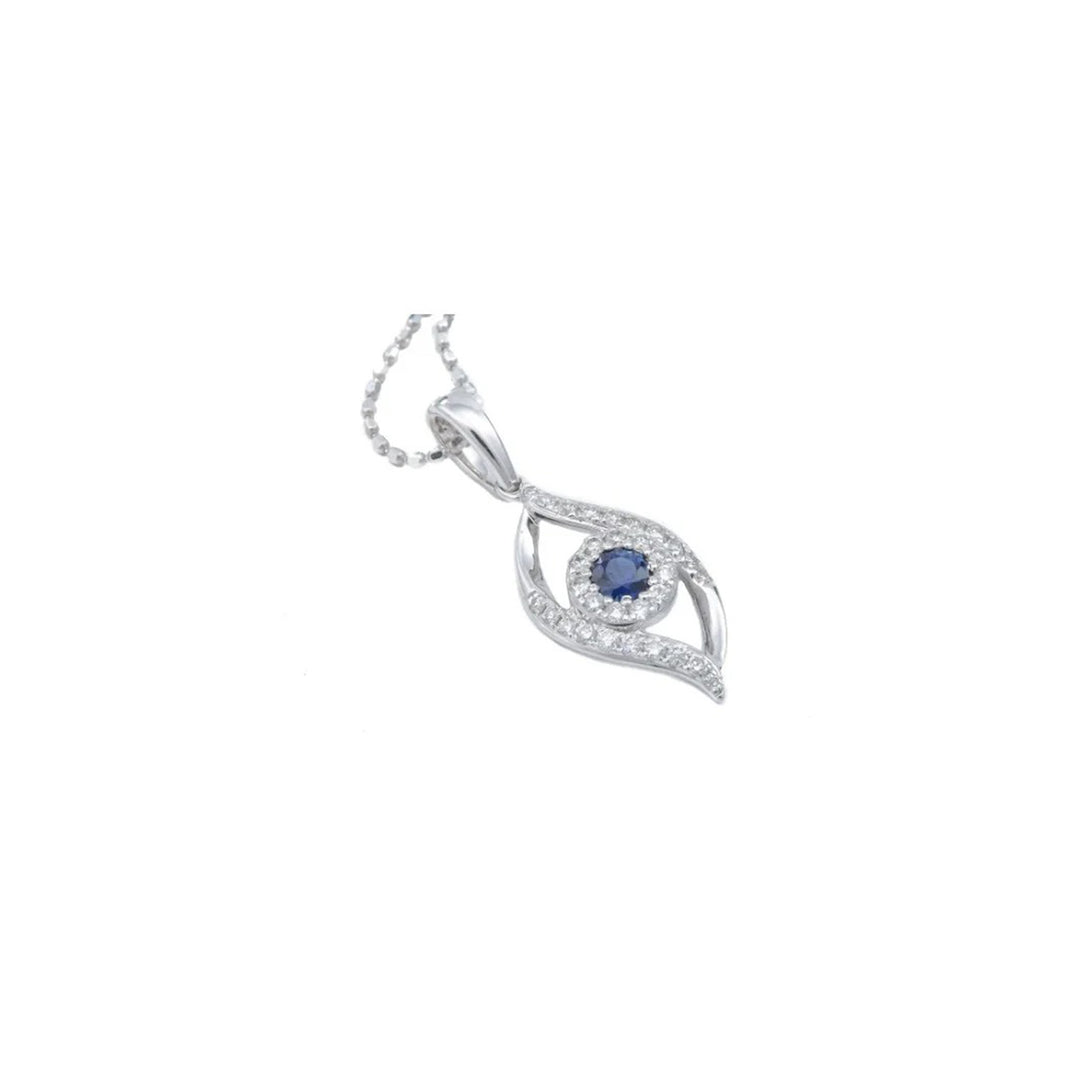 Diamond & Blue Sapphire Eye Pendant with Chain