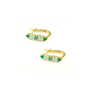 Emerald and Diamond Floating Hoop Earrings