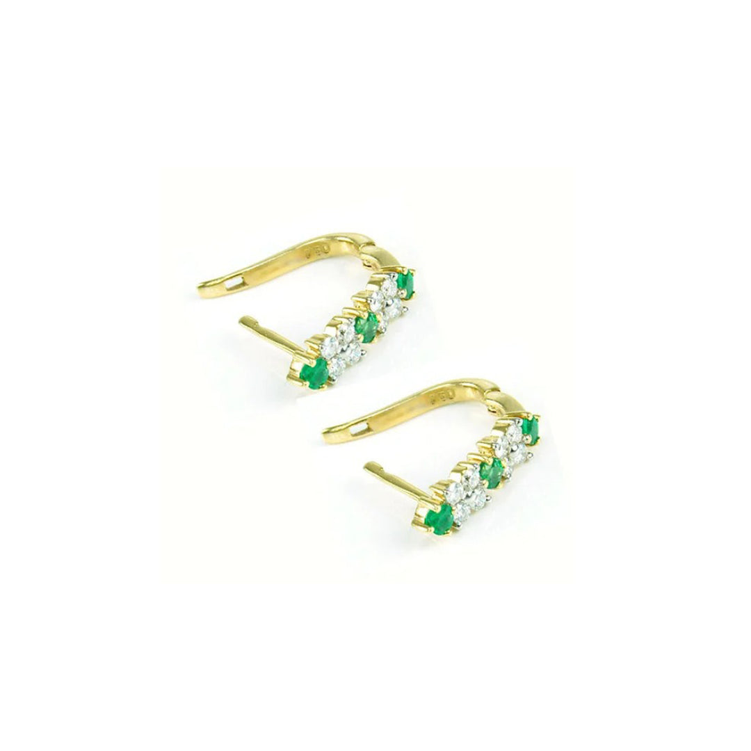 Emerald and Diamond Floating Hoop Earrings