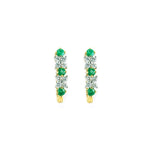 Load image into Gallery viewer, Emerald and Diamond Floating Hoop Earrings
