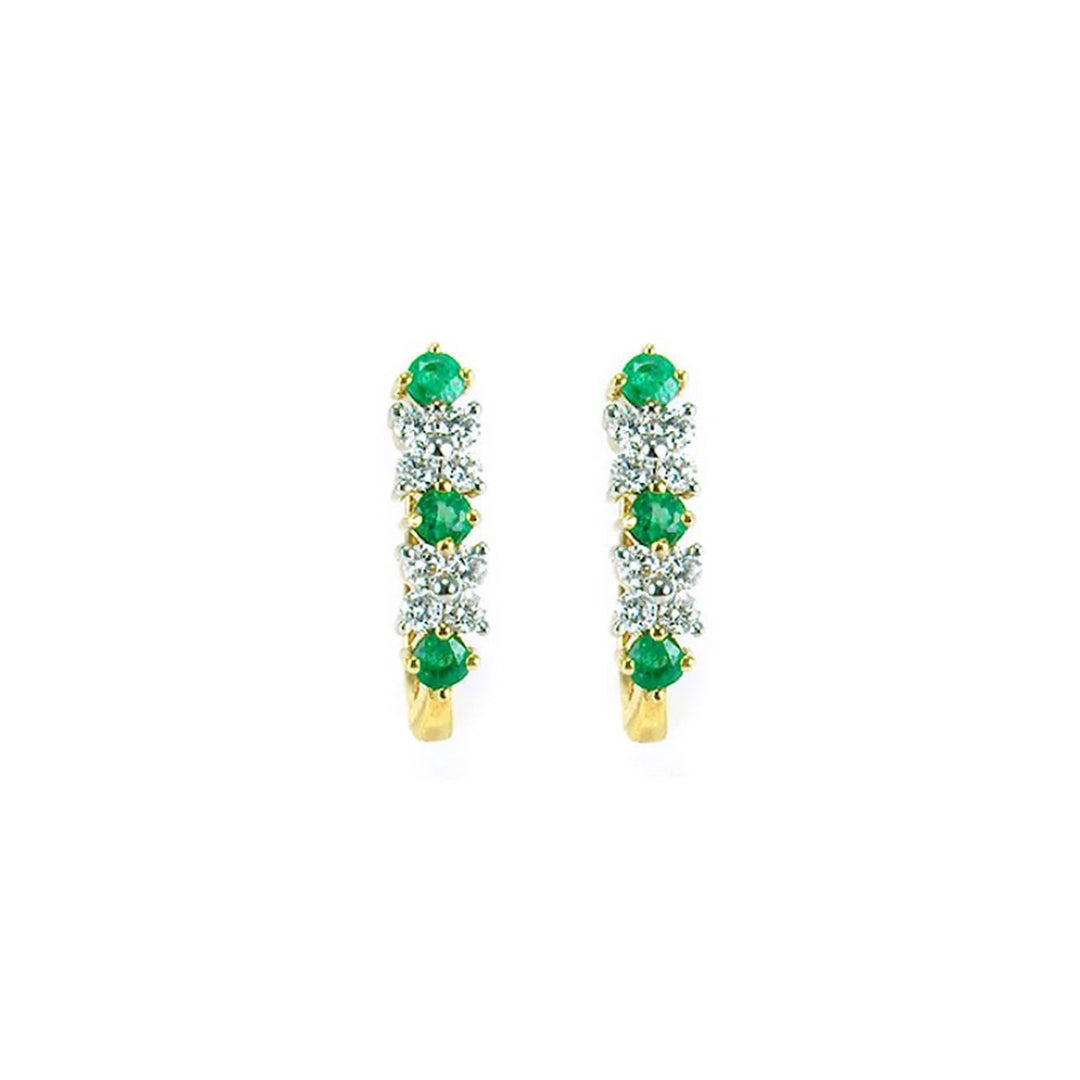 Emerald and Diamond Floating Hoop Earrings