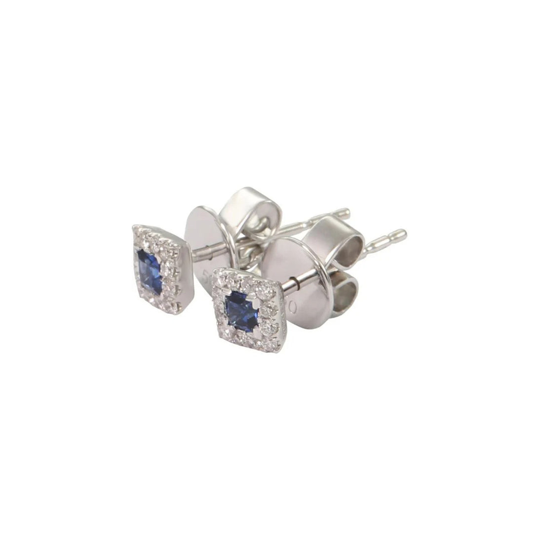 Blue Princess cut studs
