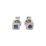 Load image into Gallery viewer, Blue Princess cut studs
