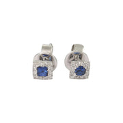 Blue Princess cut studs