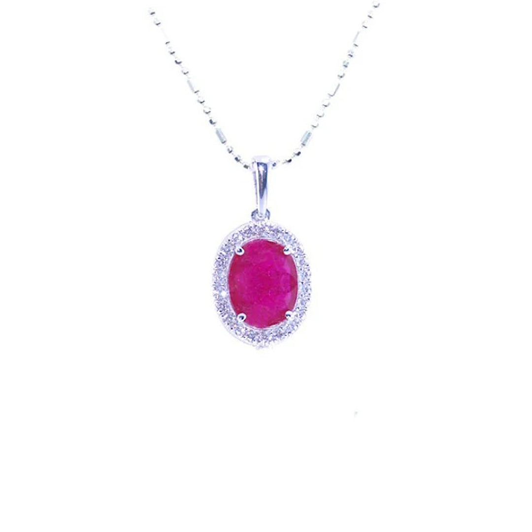 Oval Ruby Cluster Pendant