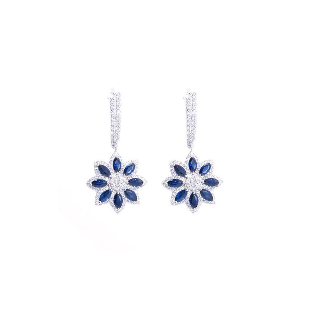 Sapphire Diamond Earrings Floral