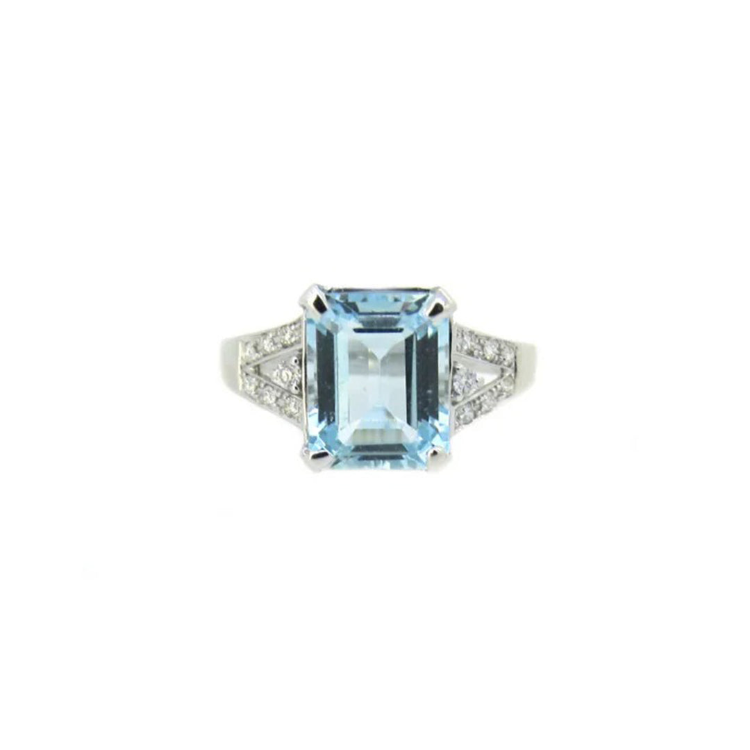 AQUAMARINE DIAMOND RING-B13006