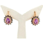 Load image into Gallery viewer, Amethyst with Black Diamonds Earrings - B13723
