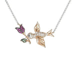 Load image into Gallery viewer, Bird Necklace with Real Diamond and Ruby - B13986
