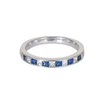 Load image into Gallery viewer, Princess cut Sapphire-Channel setting
