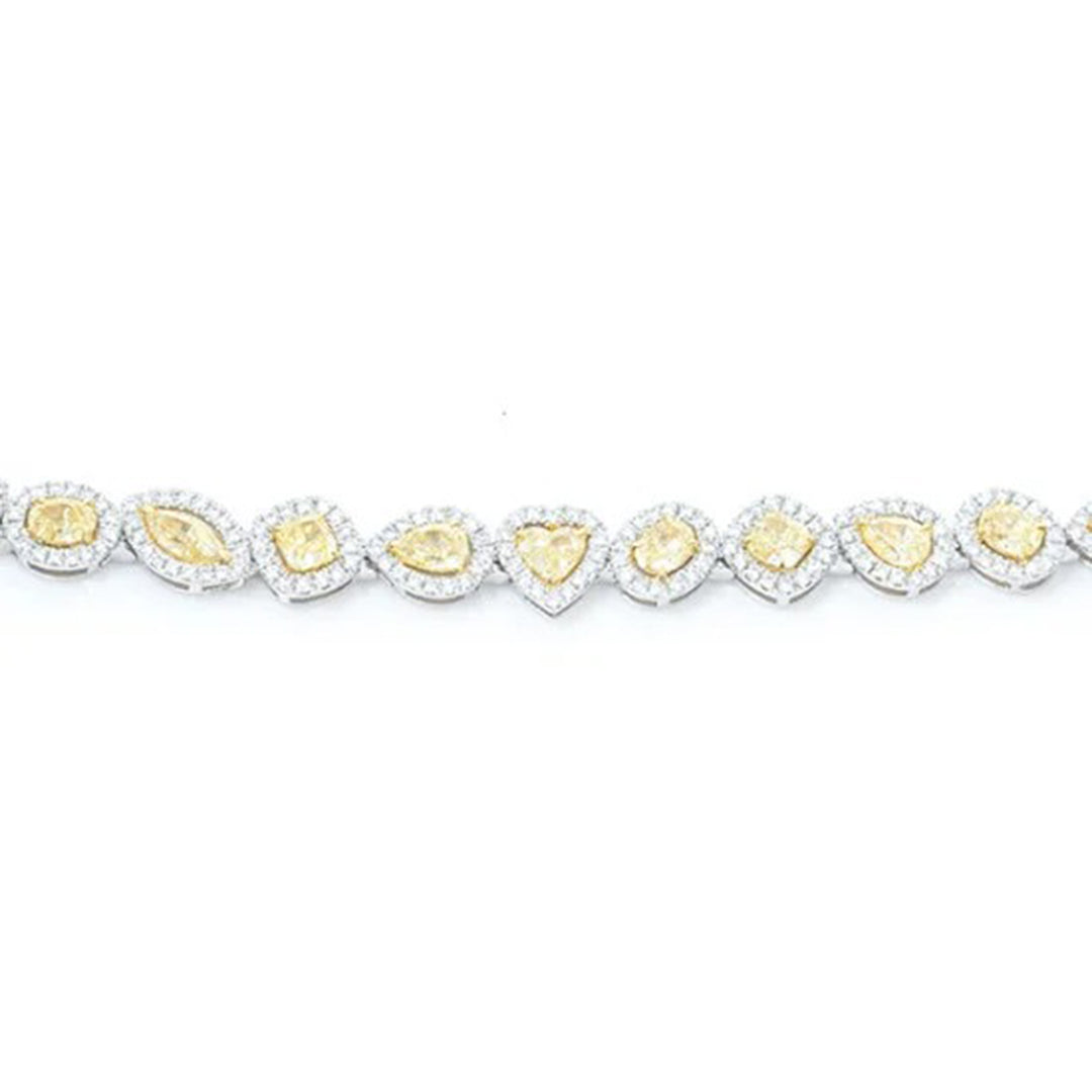 Multi color Fancy yellow diamond halo setting bracelet