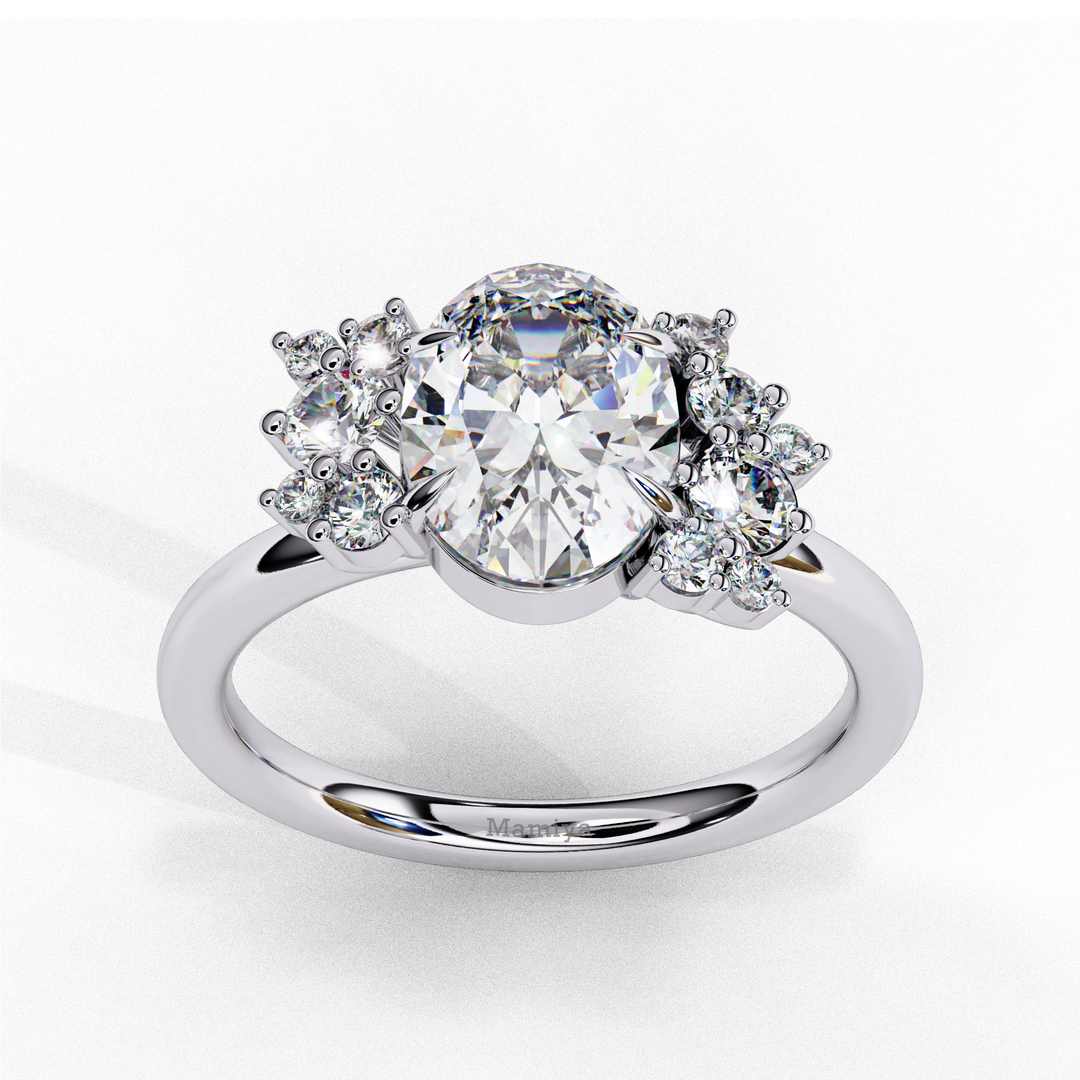 Floral Cluster Oval Engagement Ring
