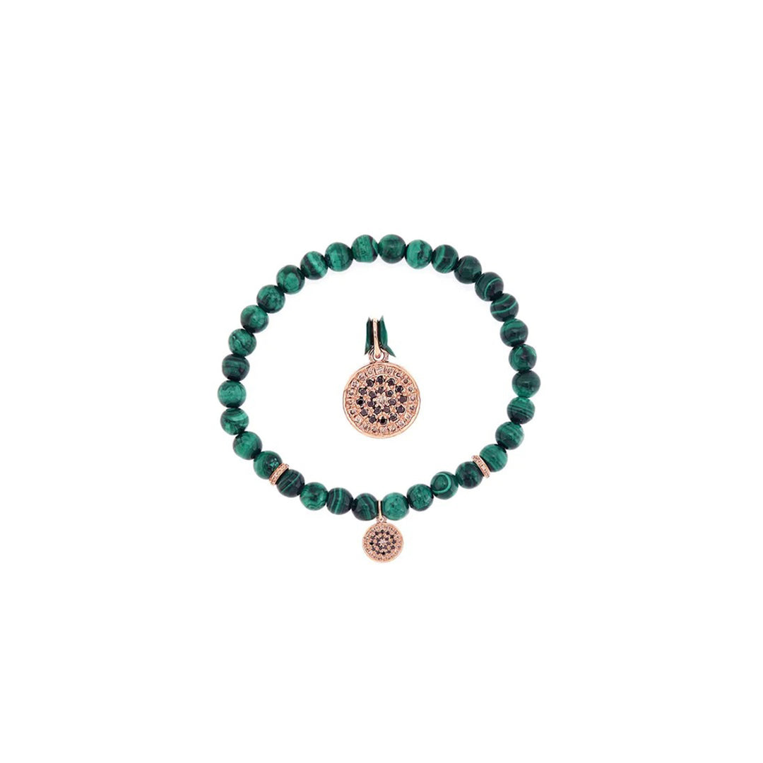 Malachite Bead Blossom Diamond Bracelet