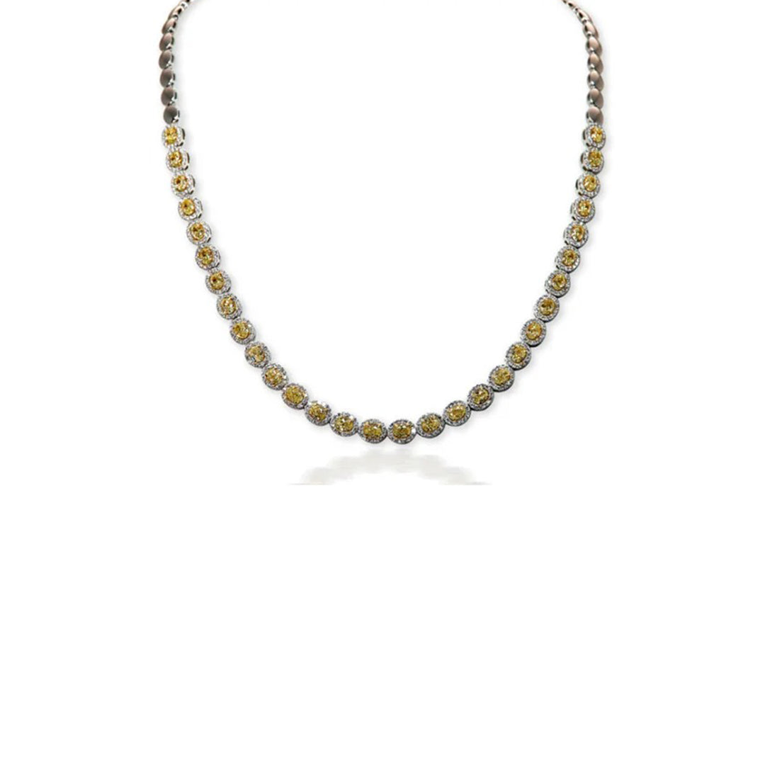 Oval Vivid Yellow Diamond Necklace