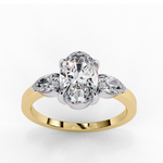 Load image into Gallery viewer, Oval With Pear Three Stone Ring
