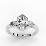 Load image into Gallery viewer, Oval With Pear Three Stone Ring
