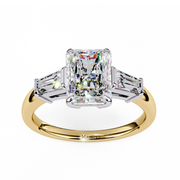 Radiant With Baguette Three Stone Engagement Ring