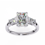 Load image into Gallery viewer, Radiant With Baguette Three Stone Engagement Ring
