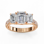 Load image into Gallery viewer, Three stone emerald cut engagement ring
