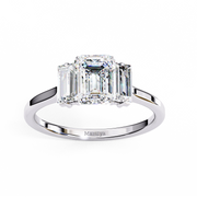 Three Stone Emerald Cut Diamond Ring