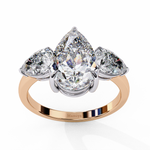 Load image into Gallery viewer, Three Stone Pear Engagement Ring
