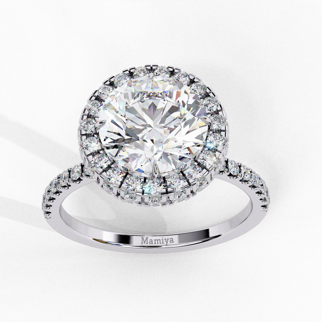 double halo round-cut diamond engagement ring
