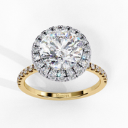 double halo round-cut diamond engagement ring