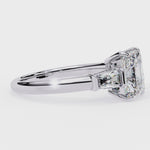 Load and play video in Gallery viewer, Radiant With Baguette Three Stone Engagement Ring
